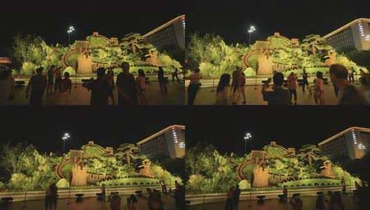 长安街抗日战争胜利80周年主题纪念花坛高清在线视频素材下载