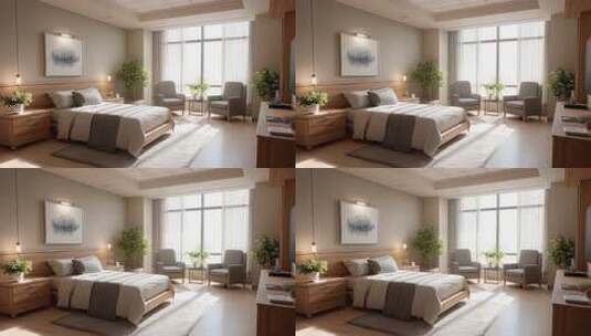 明亮舒适的现代病房设计尽显温馨氛围高清在线视频素材下载