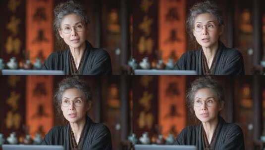 优雅成熟女性居家办公状态特写高清在线视频素材下载