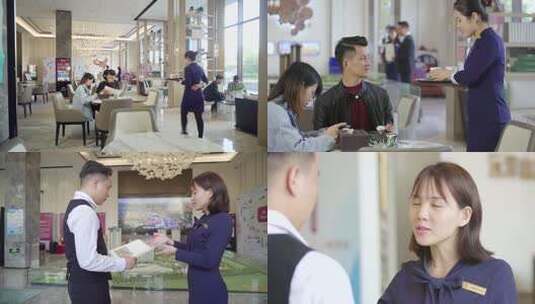 室内售楼处客户洽谈场景高清在线视频素材下载