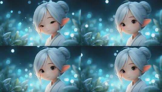 梦幻精灵于蓝色光晕中闪耀高清在线视频素材下载