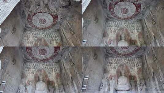 洛阳市世界文化遗产龙门石窟高清在线视频素材下载