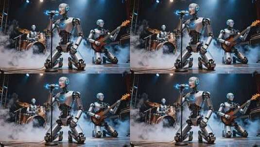 机器人舞台演奏表演素材高清在线视频素材下载