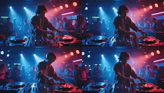 酒吧派对DJ打碟动感夜生活画面高清在线视频素材下载