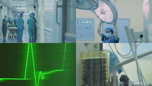 医院医疗器械 手术室手术灯 心电图高清在线视频素材下载