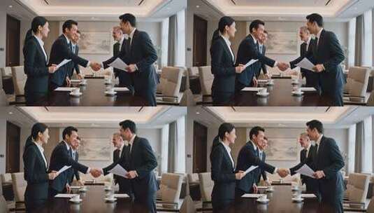 商务人士会议室握手合作高清在线视频素材下载