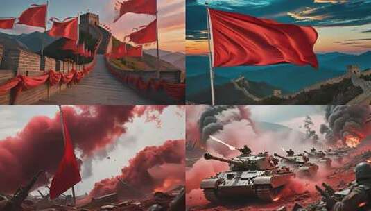 长城红旗下的力量高清在线视频素材下载
