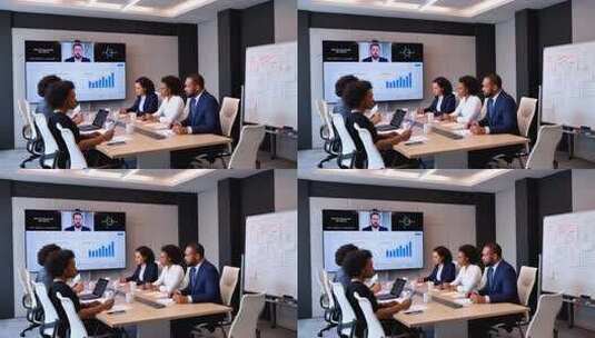 商务人士会议室视频会议场景高清在线视频素材下载