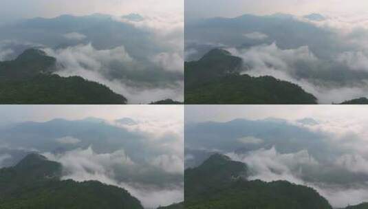 航拍早晨广东茂名信宜石镬坳云雾缭绕的山峦高清在线视频素材下载