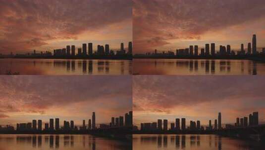 长沙湘江畔大气朝霞01高清在线视频素材下载