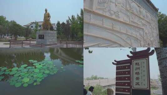 赵州桥李春雕像景观古迹-多镜头高清在线视频素材下载