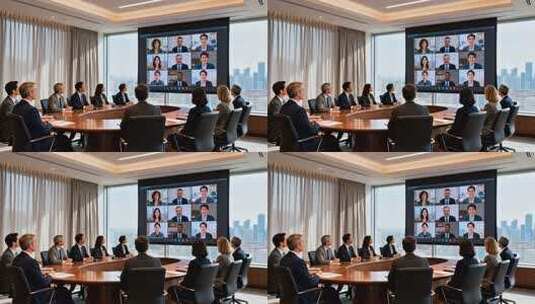 商务人士会议室视频会议场景高清在线视频素材下载