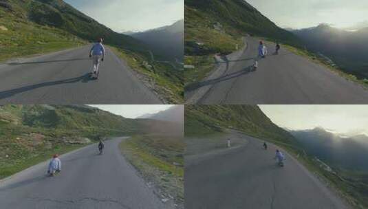 长板速降运动FPV航拍高清在线视频素材下载