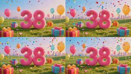 38节草地气球礼物场景高清在线视频素材下载