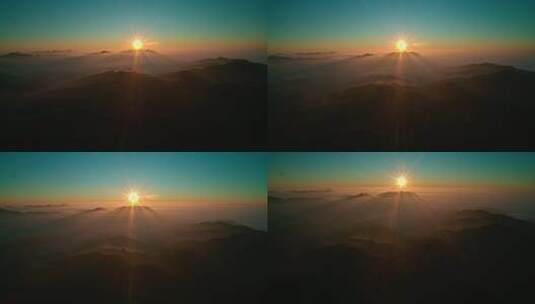 山峦间日出云海景观高清在线视频素材下载