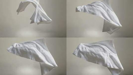 白色布料空中飘动高清在线视频素材下载