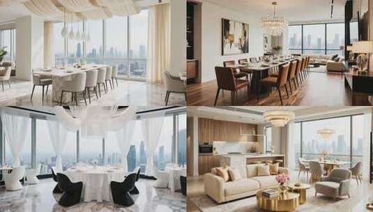 豪华餐饮与住宅空间全景展示高清在线视频素材下载