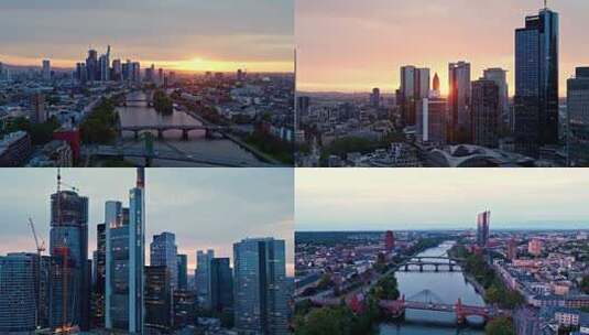 法兰克福的城市景观航拍高清在线视频素材下载