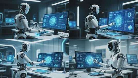 机器人操作电脑画面高清在线视频素材下载