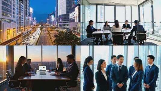 商业写字楼白领商务办公握手公司合作会议高清在线视频素材下载