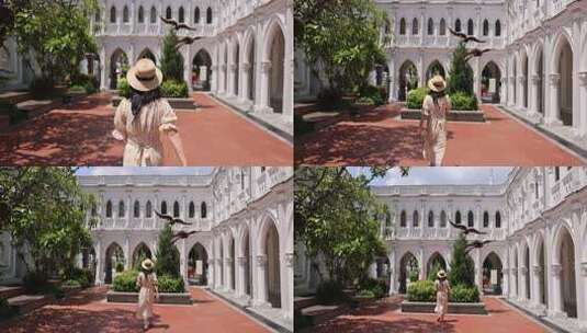 在新加坡旅行的年轻女子高清在线视频素材下载
