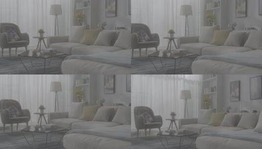 现代简约风格客厅室内场景高清在线视频素材下载