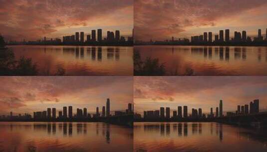 长沙湘江畔大气朝霞02高清在线视频素材下载