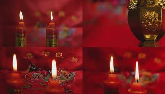 婚礼红蜡烛空镜头高清在线视频素材下载