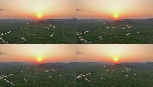 大气磅礴的湿地丛林河湾日出朝阳高清在线视频素材下载