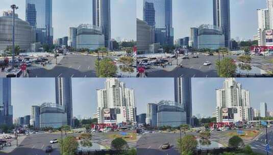 上海徐家汇建筑风光和车流交通高清在线视频素材下载