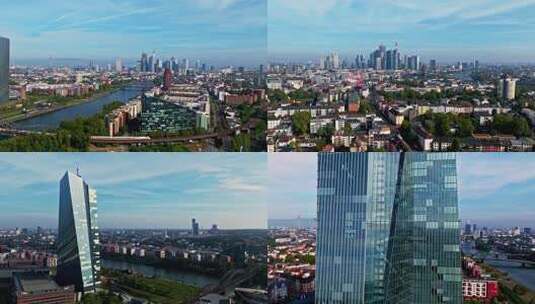 德国法兰克福城市全景俯瞰高清在线视频素材下载