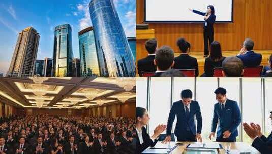 商业写字楼白领商务办公握手公司合作会议高清在线视频素材下载