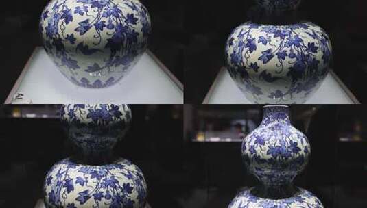 清代乾隆青花福禄纹葫芦瓶，中国陶瓷博物馆高清在线视频素材下载