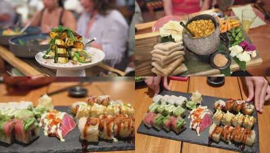 美食制作沙拉制作寿司刺身高清在线视频素材下载
