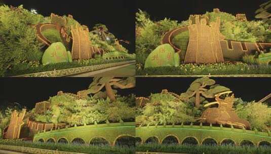 长安街抗日战争胜利80周年主题纪念花坛高清在线视频素材下载