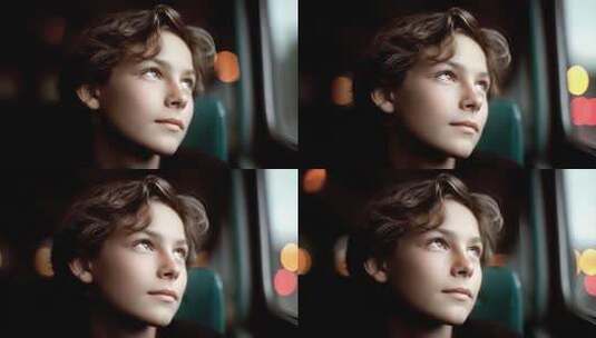 少年车窗前眺望未来充满希望高清在线视频素材下载