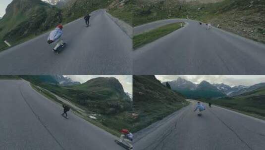 长板速降运动FPV航拍高清在线视频素材下载