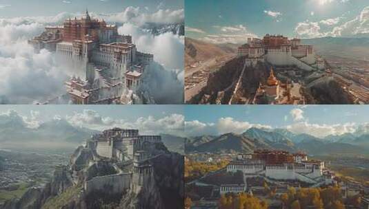 布达拉宫航拍全景高清在线视频素材下载