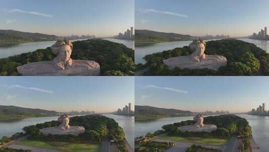 长沙橘子洲景区橘子洲大气航拍高清在线视频素材下载