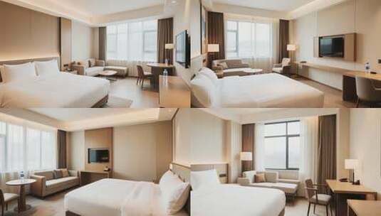 现代酒店客房室内场景高清在线视频素材下载