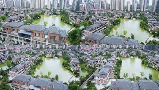 4K高端别墅区建筑航拍视频高清在线视频素材下载