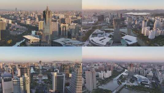 杭州西湖文化广场城市高楼建筑航拍全景高清在线视频素材下载