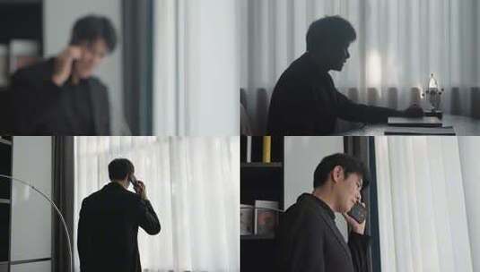 商务男人窗边烦恼焦虑高清在线视频素材下载