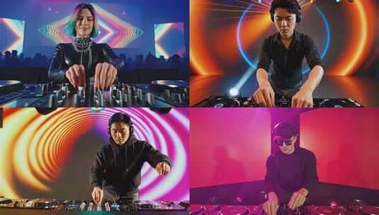 DJ打碟舞台迪厅舞美酒吧DJ表演潮流大屏高清在线视频素材下载