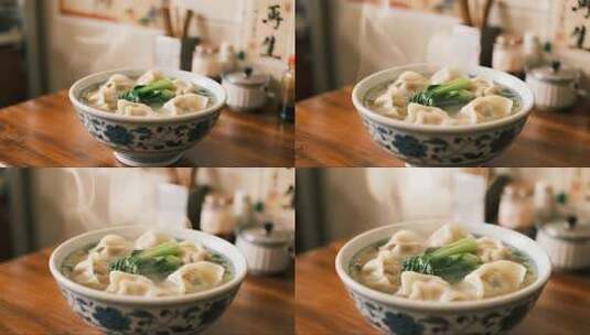 美食老店馄饨烟火气电影感治愈画面高清在线视频素材下载