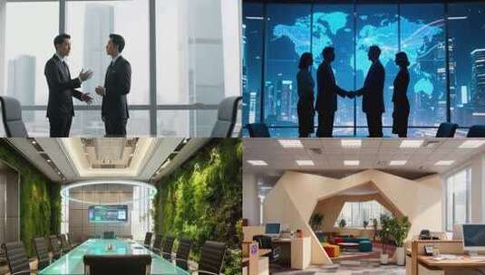 商务人士办公室握手合作场景高清在线视频素材下载