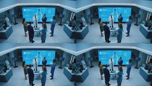 医生在科技医疗室探讨交流高清在线视频素材下载