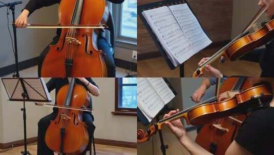 室内女子演奏大提琴素材高清在线视频素材下载