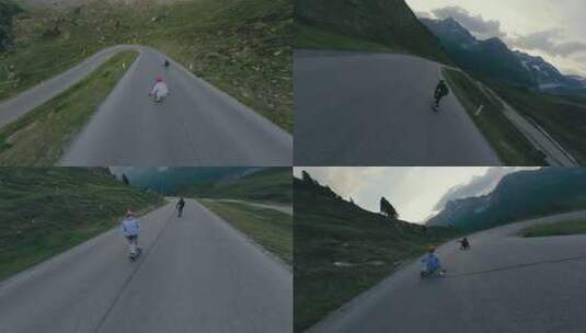 长板速降运动FPV航拍高清在线视频素材下载