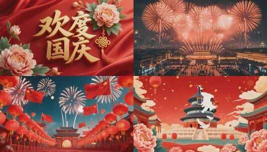 国庆主题人物与风景素材高清在线视频素材下载